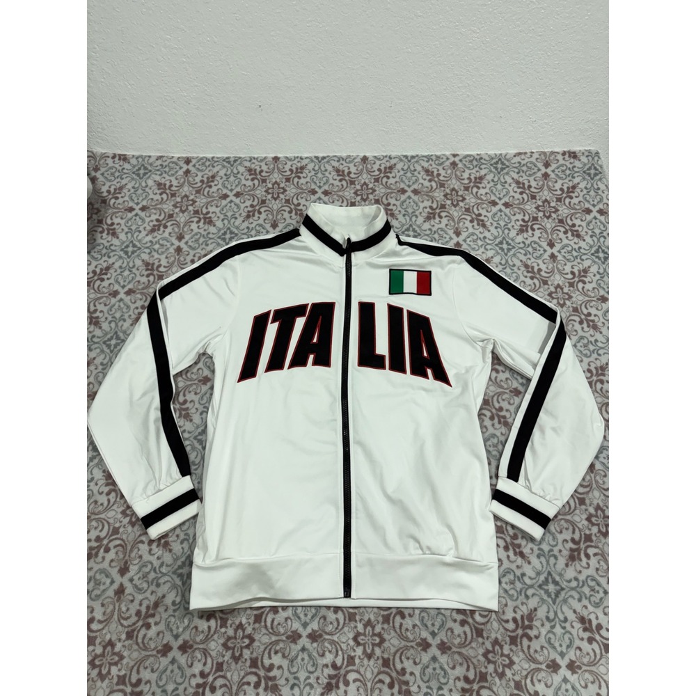 Spirit Italia Track Jacket White Black Red Full Zip Italy Flag Mens Small